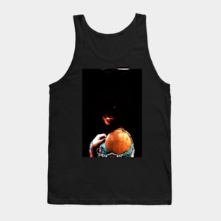 Special processing. Dark side. Girl with not visible face parts. Orange and blue. Tank Top